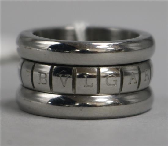 A Bulgari steel ring with rotating central band, size Q.